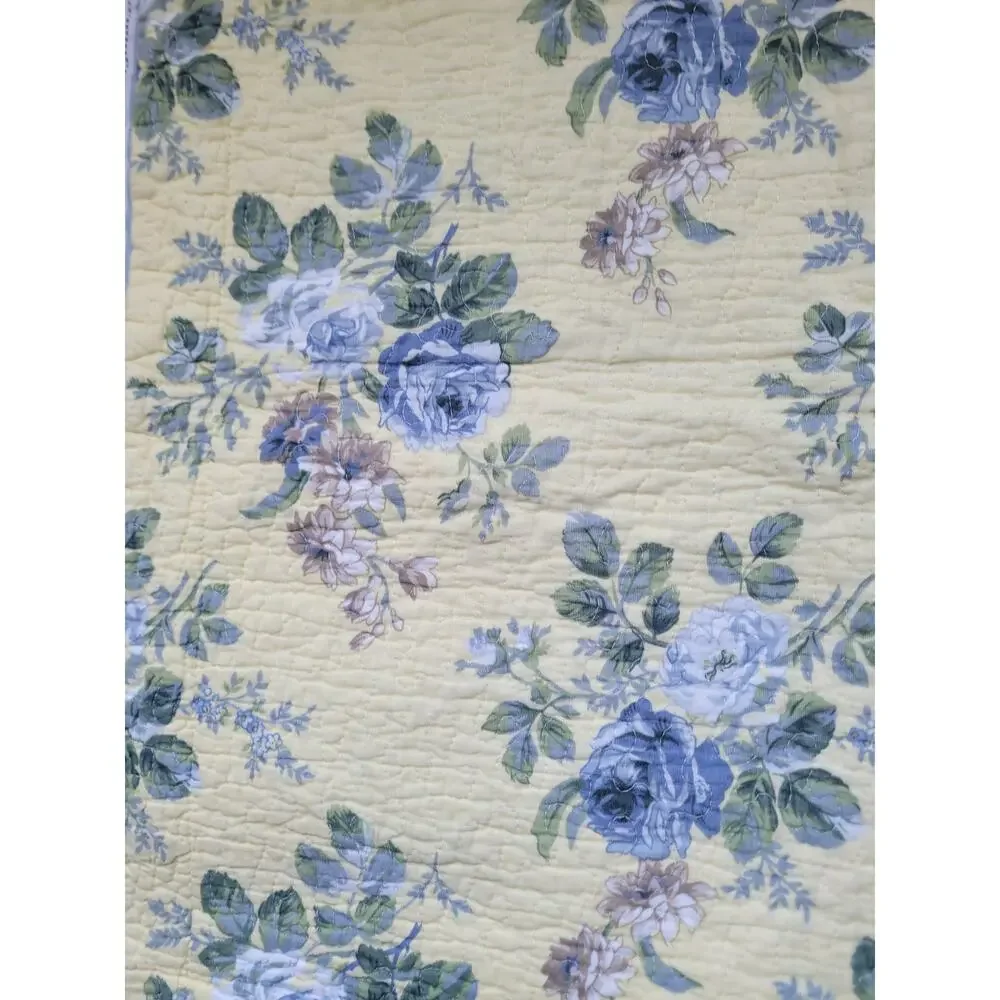 Laura Ashley Quilted Floral Blue 2Shams Quilt Cotton, Poly Fill 27x23